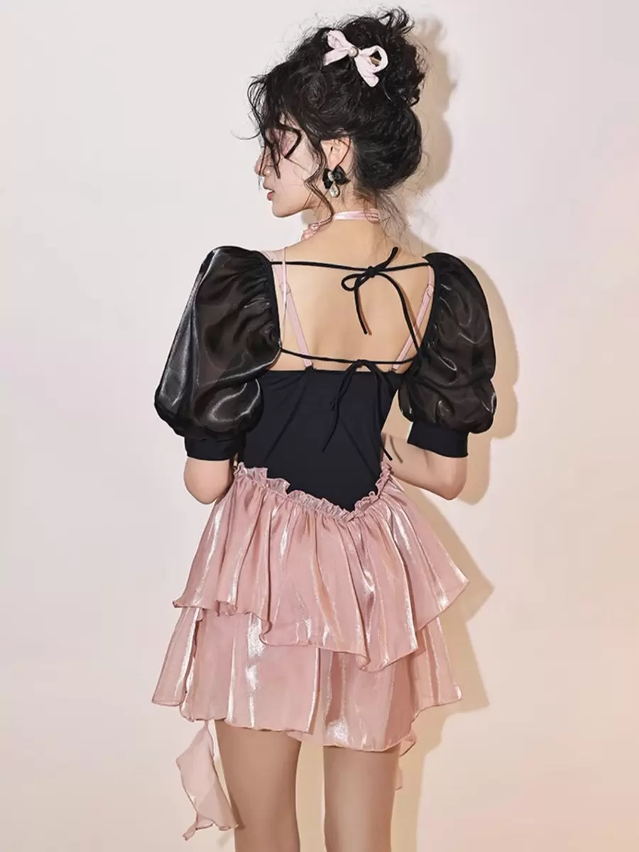 Sweet Lolita Swimsuits Pink Tiered Bows Sleeveless Jumpsuit - Image 4