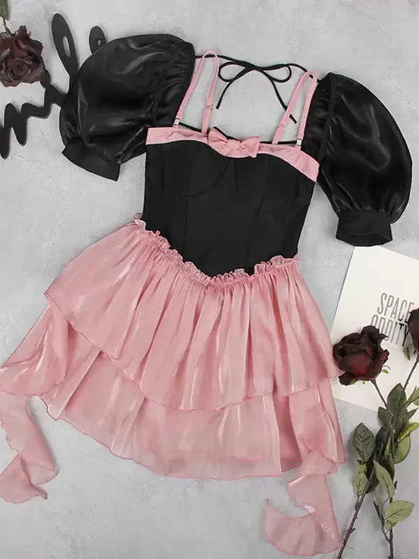 Sweet Lolita Swimsuits Pink Tiered Bows Sleeveless Jumpsuit - Image 6