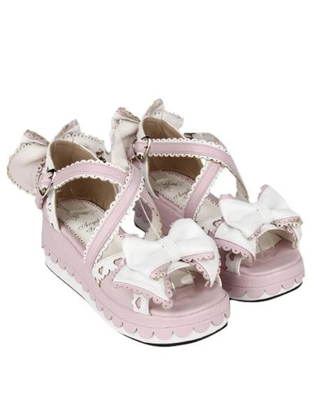 Criss-Cross Bow PU Leather Lolita Sandals - Image 5