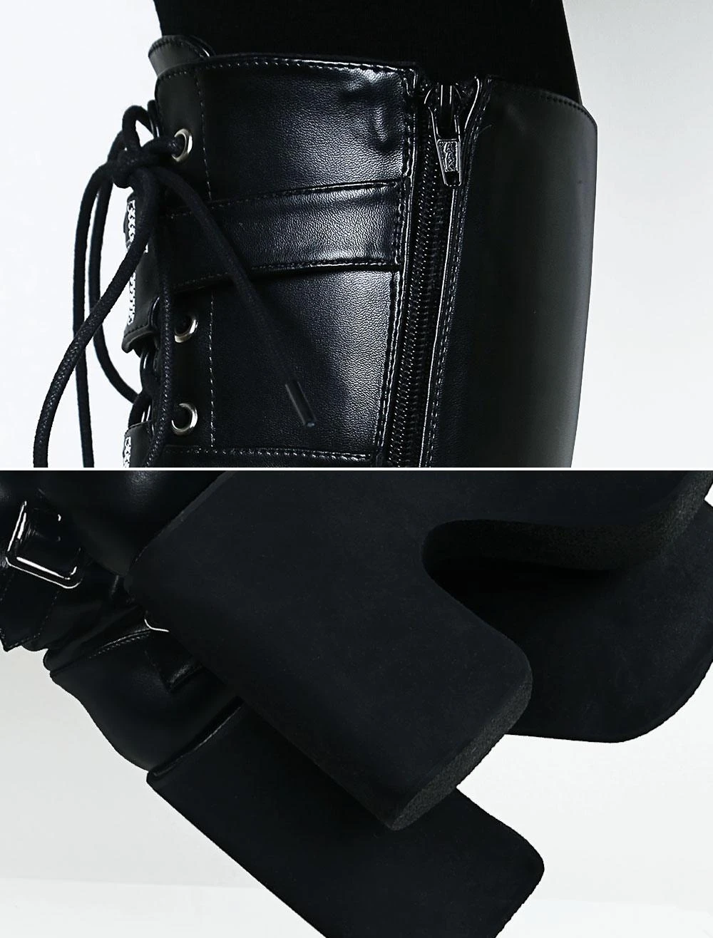 Gothic Lolita Platform Shoes Black Lolita Boots High Platform Buckles Cross Print For Halloween Black Friday - Image 9