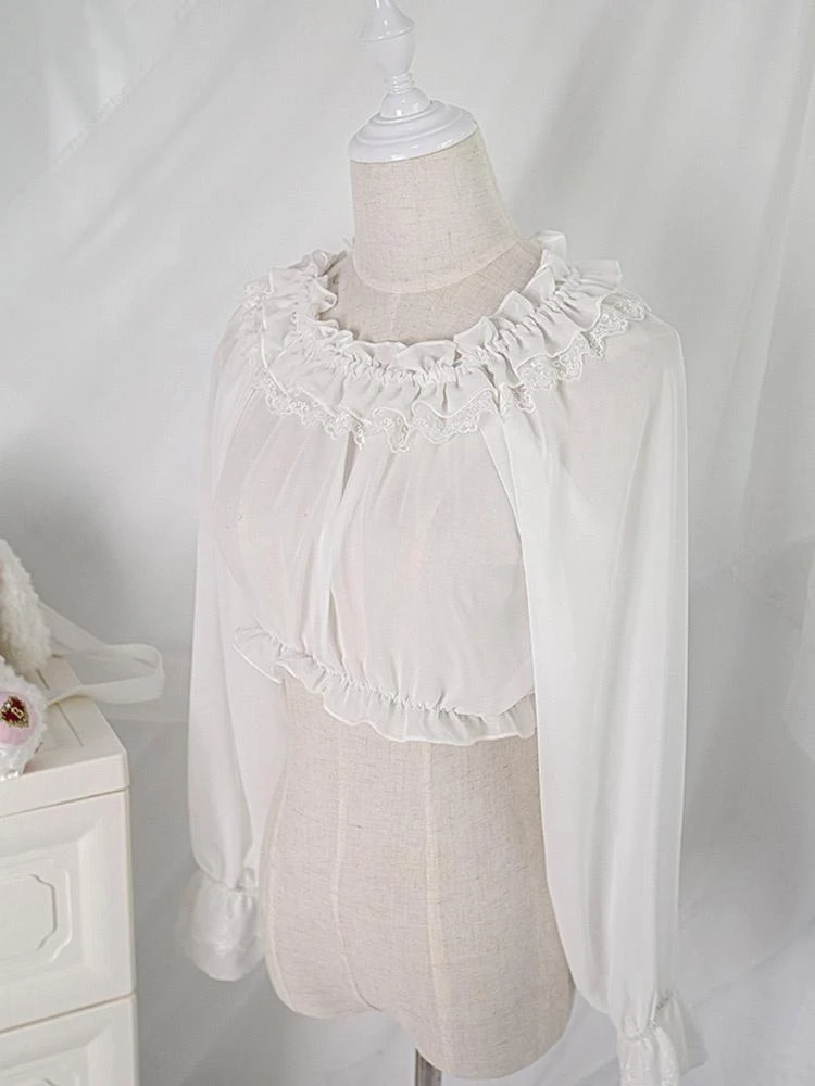 Classic Lolita Top Ruffle Chiffon Lolita Blouse - Image 3