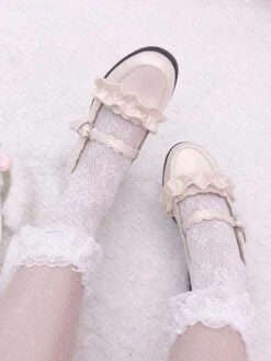 Sweet Lolita Socks Lilith Eye Lace White Lolita Tights