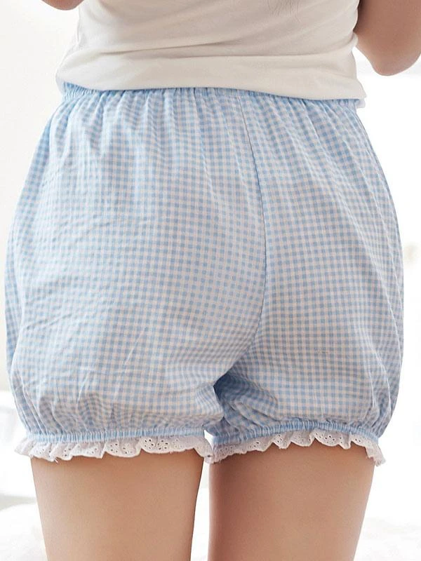 Sweet Lolita Bloomer Light Blue White Ghingham With White Trim - Image 2