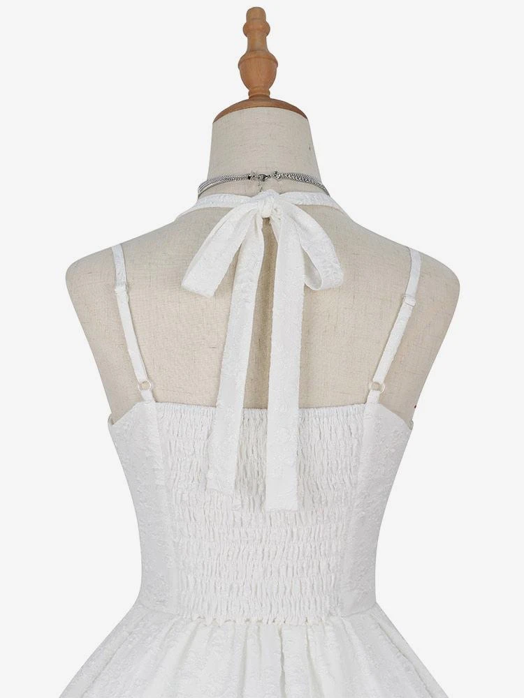 Classic Lolita JSK Dress Chinese White Sleeveless Jeweled Lolita Jumper Skirts - Image 6