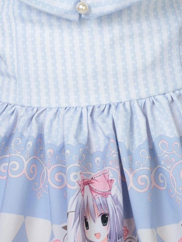 Classic Lolita JSK Dress Light Sky Blue Pearls Bows Lolita Jumper Skirts - Image 7