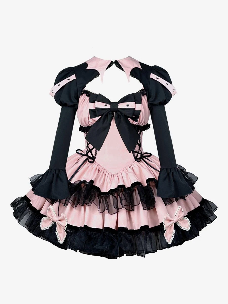 Gothic Lolita Dresses Lace Up Lace Pink Red - Image 9