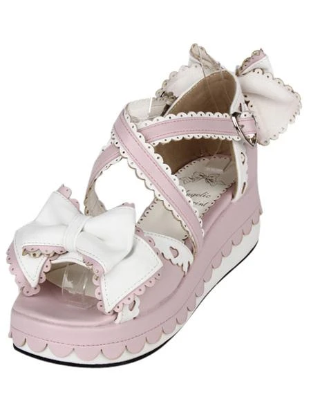 Criss-Cross Bow PU Leather Lolita Sandals - Image 2