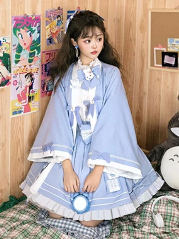 Kimono Lolita Skirt Ruffles Light Sky Blue Lolita Skirts - Image 6