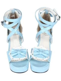 Fantastic PU Leather Light Sky Blue Lolita Sandals