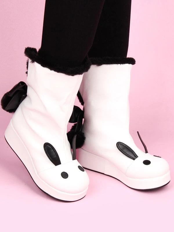 Sweet Lolita Boots Bunny Ears Round Toe PU Leather Lolita Cutie Platform Shoes - Image 7