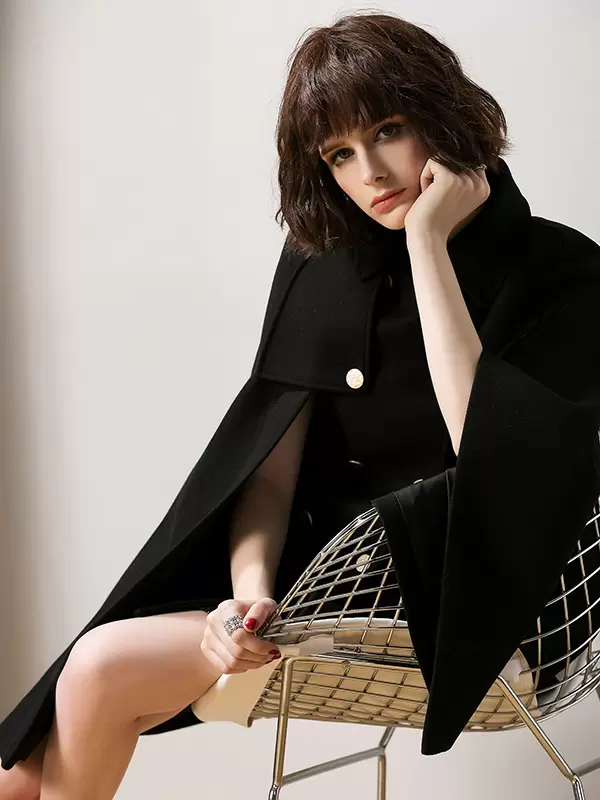 Women Red Poncho Oversized Cape Coat Winter Outerwear 2024 - Image 6