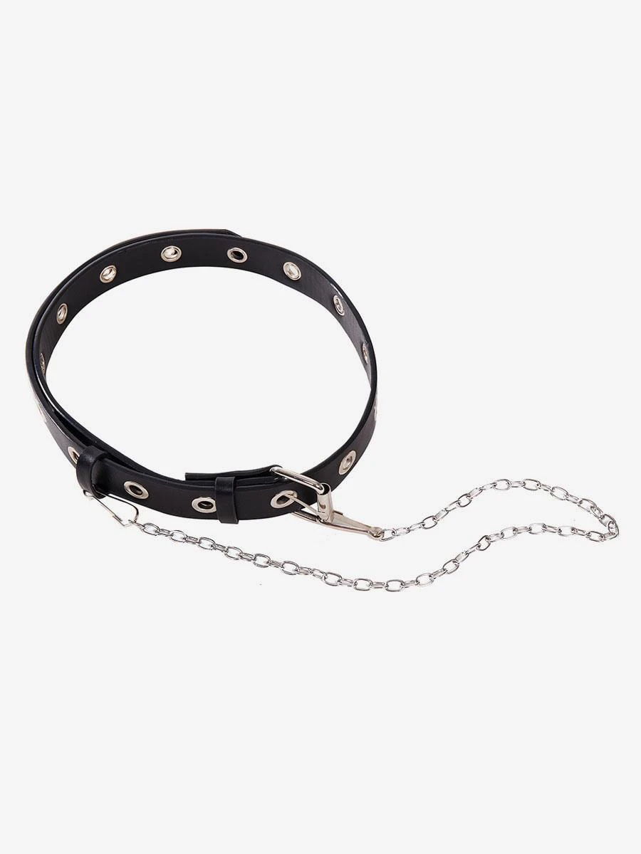 Military Style Lolita OP Dress 3 Pieces Set Black Chains Rivets Gothic Lolita One Piece Dresses - Image 4