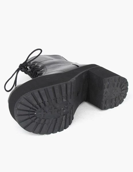 Lolitashow Black Lace Up PU Lolita Boots For Girls - Image 6