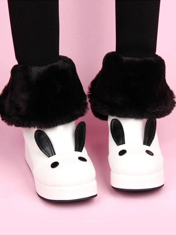 Sweet Lolita Boots Bunny Ears Round Toe PU Leather Lolita Cutie Platform Shoes - Image 6