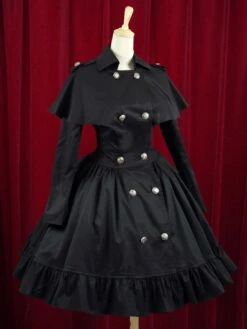 Lolitashow Wasp-waisted Elegant Cotton Buttons Lolita Dress