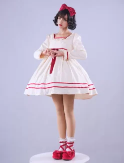 Lolitashow Exclusive Sweet Lolita Dress Polyester Long Sleeves Polyester Summer Tea Party Dress