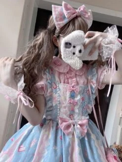 Sweet Lolita Blouses Pink Long Sleeves Lace Lolita Top Bow Lolita Shirt