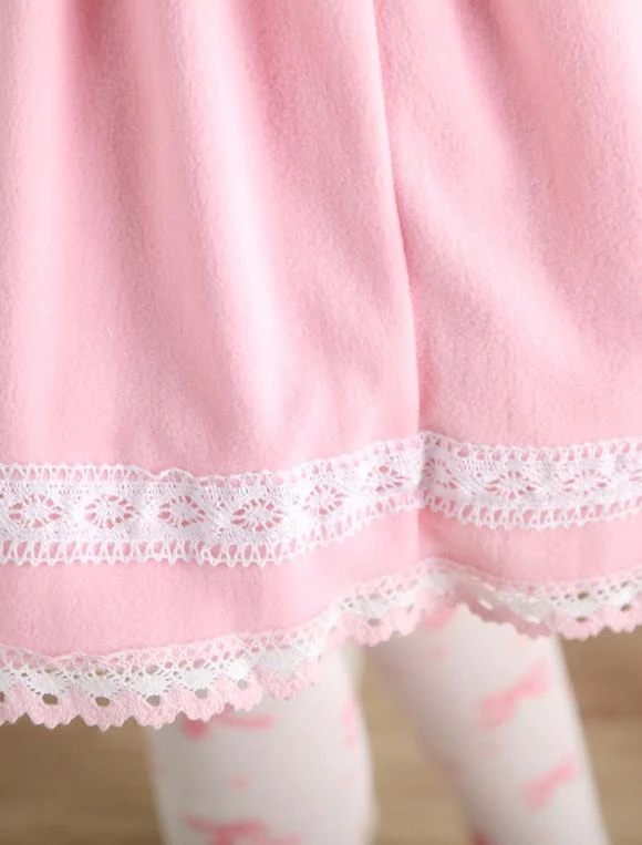 Sweet Pink Short Kawaii Lolita Skirt With White Trim Bow Pears Skirt - Image 6