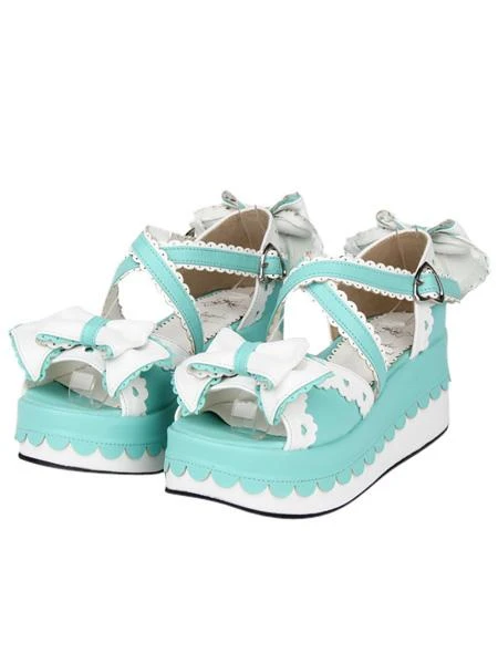 Criss-Cross Bow PU Leather Lolita Sandals - Image 14
