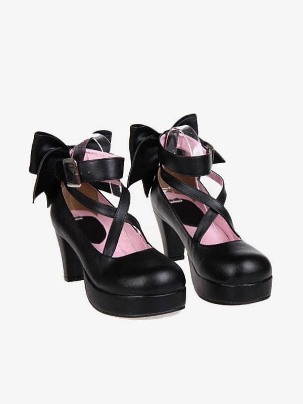 Sweet Platform Heels Lolita Shoes Ankle Straps Round Toe