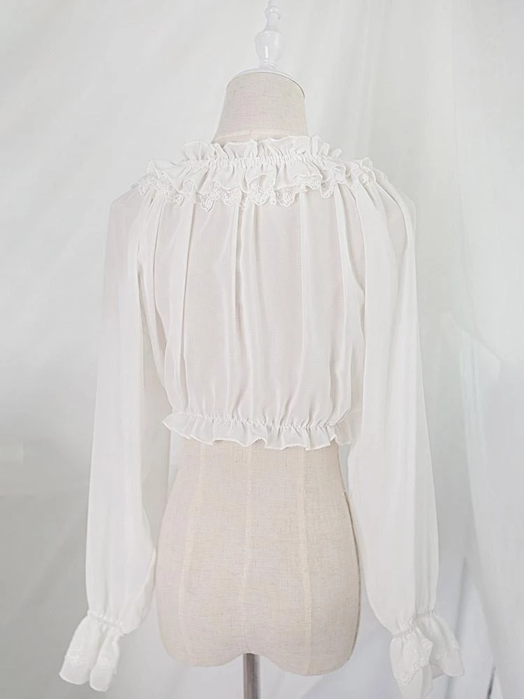 Classic Lolita Top Ruffle Chiffon Lolita Blouse - Image 4