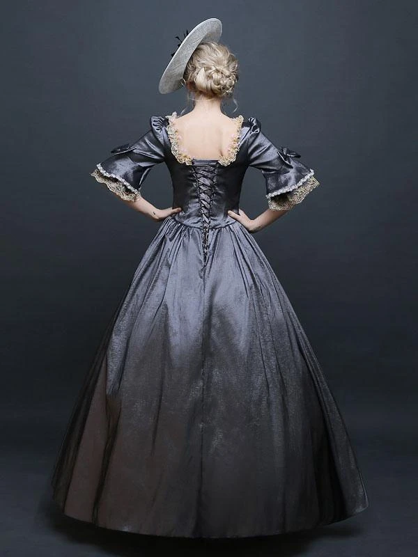 Prom Dress Retro Costume Gray Victorian Satin Ball Gown Princess Costume Carnival - Image 4