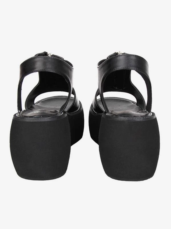 Lolitashow Gothic Matte Black Lolita Sandals Platform Zipper Designed - Image 5