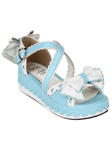 Criss-Cross Bow PU Leather Lolita Sandals - Image 18