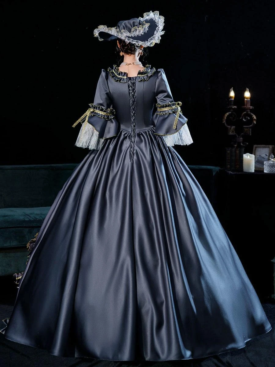 Prom Dress Black Gold Retro Costumes Dress For Women Marie Antoinette Costume Euro Style Party Prom Dress - Image 3