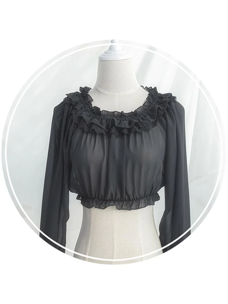 Classic Lolita Top Ruffle Chiffon Lolita Blouse - Image 2