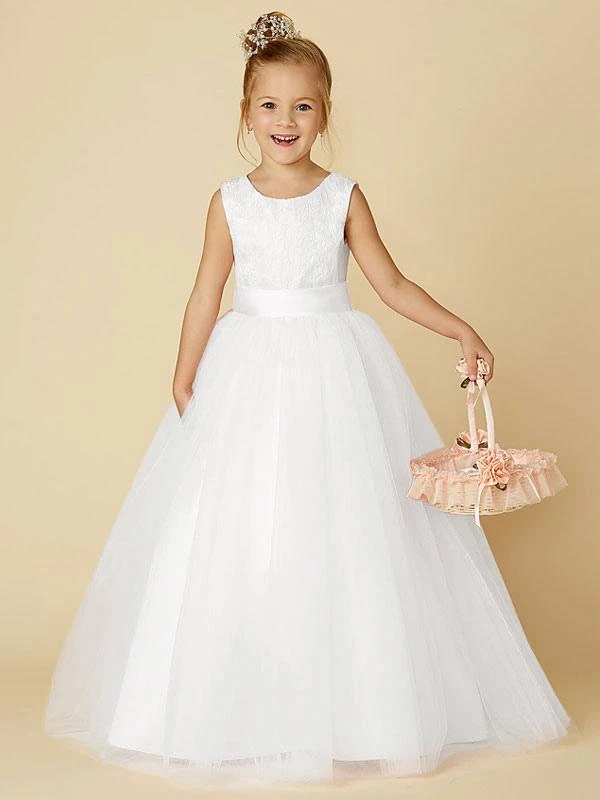 Flower Girl Dresses Jewel Neck Sleeveless Buttons Formal Ivory Kids Tulle Pageant Dresses Free Customization - Image 4