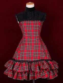Lolitashow Sleeveless Stand Collar Classic Lolita Dress