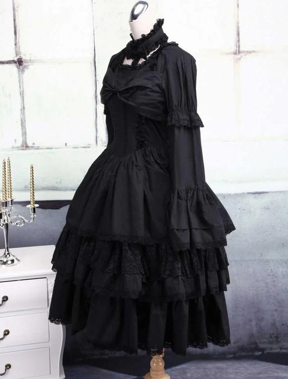 Black Cotton Gothic Lolita Dress - Image 2