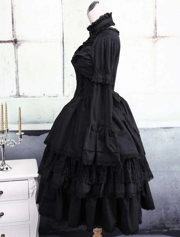 Black Cotton Gothic Lolita Dress - Image 3