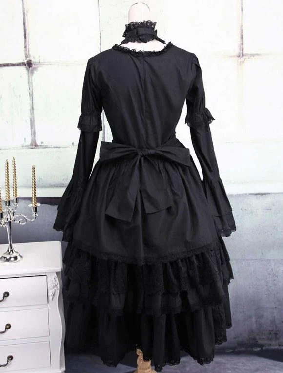 Black Cotton Gothic Lolita Dress - Image 4