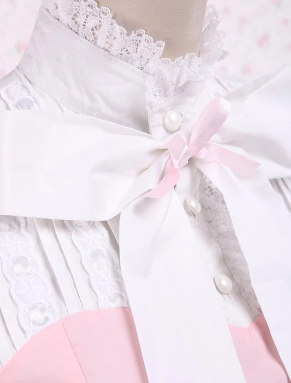 Lolitashow Cotton Pink And White Lace Classic Lolita Dress - Image 4