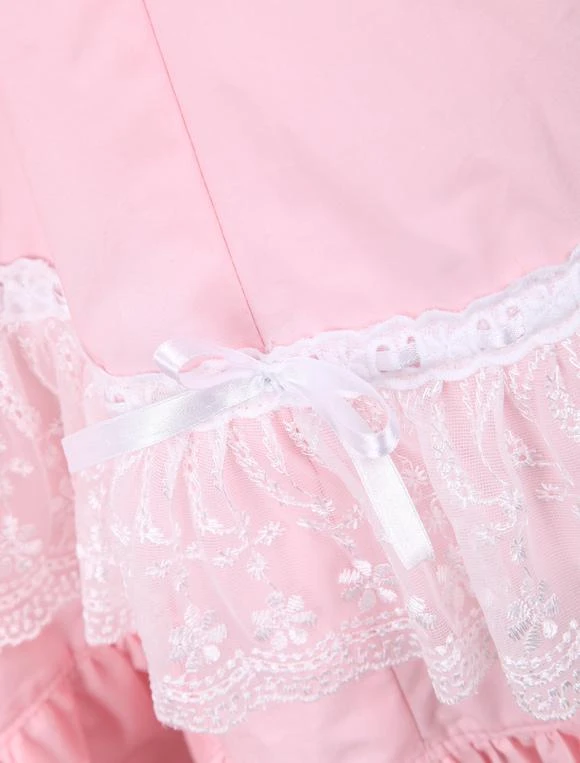 Lolitashow Cotton Pink And White Lace Classic Lolita Dress - Image 7