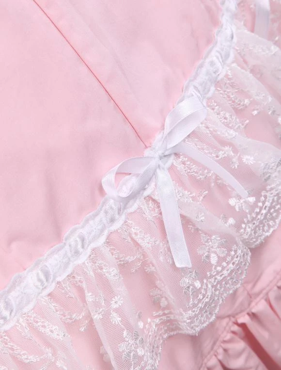 Lolitashow Cotton Pink And White Lace Classic Lolita Dress - Image 8