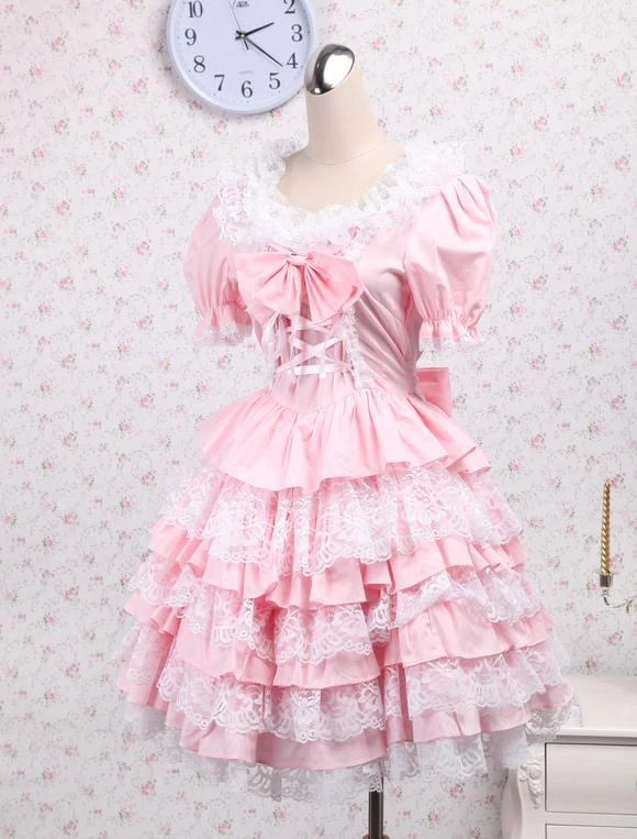 Lolitashow Cotton Pink Lace Sweet Lolita Dress - Image 6
