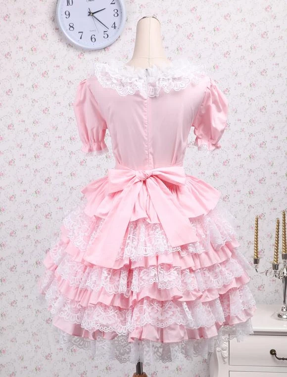 Lolitashow Cotton Pink Lace Sweet Lolita Dress - Image 7
