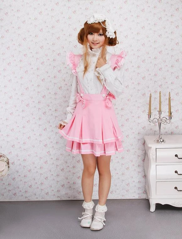 Lolitashow Pink Cotton Multi Layer Lolita Skirt - Image 2
