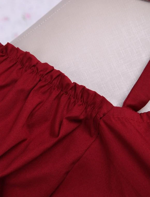 Lolitashow Cotton Red Bow Classic Lolita Dress - Image 5