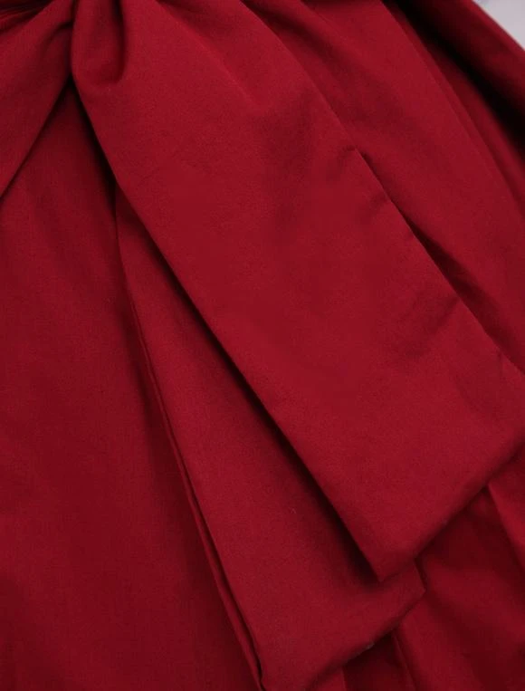 Lolitashow Cotton Red Bow Classic Lolita Dress - Image 7