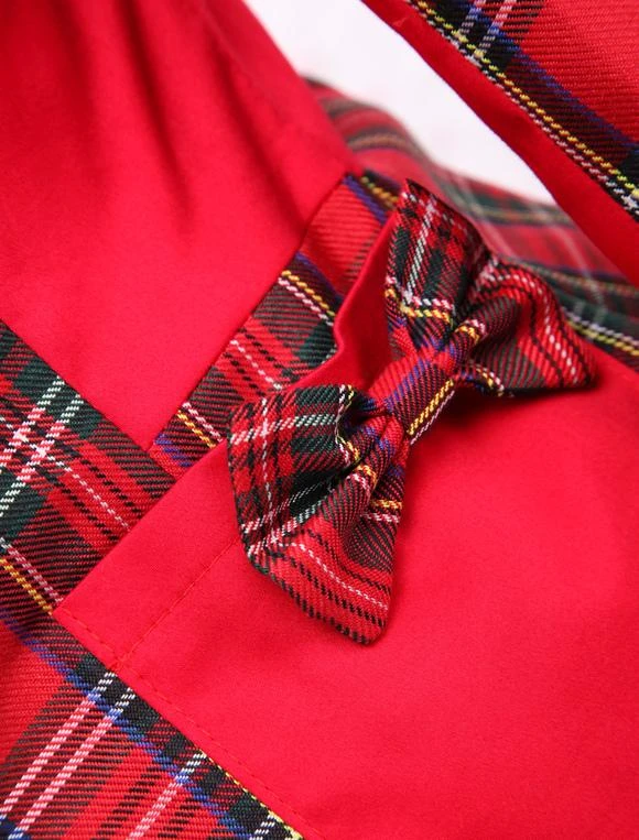 Lolitashow Cotton Red Gingham School Lolita Top And Skirt - Image 7