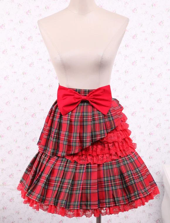 Lolitashow Cotton Red Gingham School Lolita Top And Skirt - Image 8