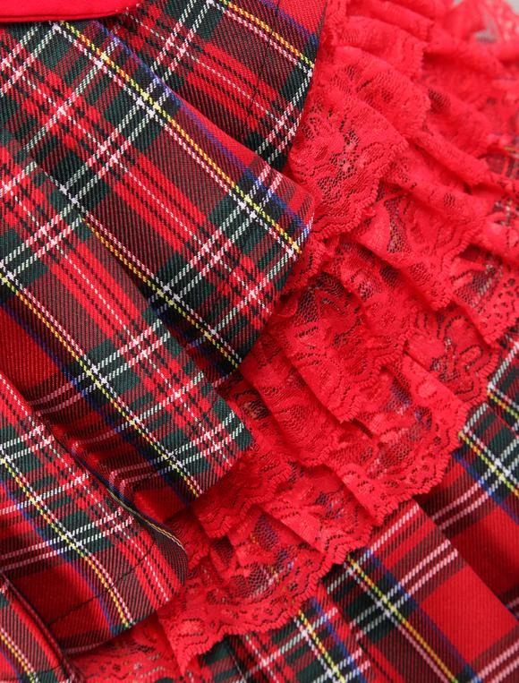 Lolitashow Cotton Red Gingham School Lolita Top And Skirt - Image 9