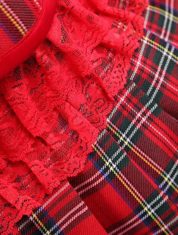 Lolitashow Cotton Red Gingham School Lolita Top And Skirt - Image 10