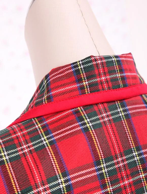 Lolitashow Cotton Red Gingham School Lolita Top And Skirt - Image 4