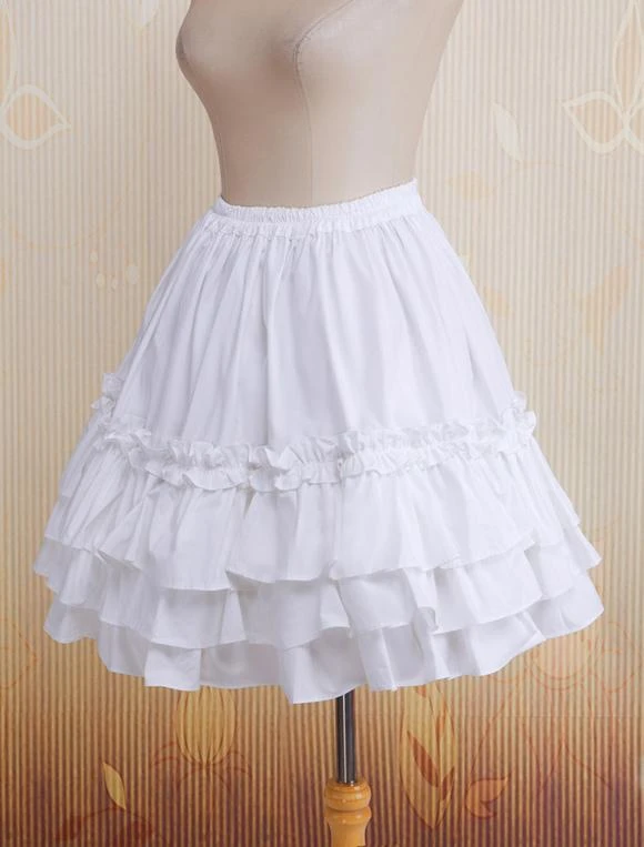 Lolitashow Cotton White Multi-layer Lace Lolita Skirt - Image 2