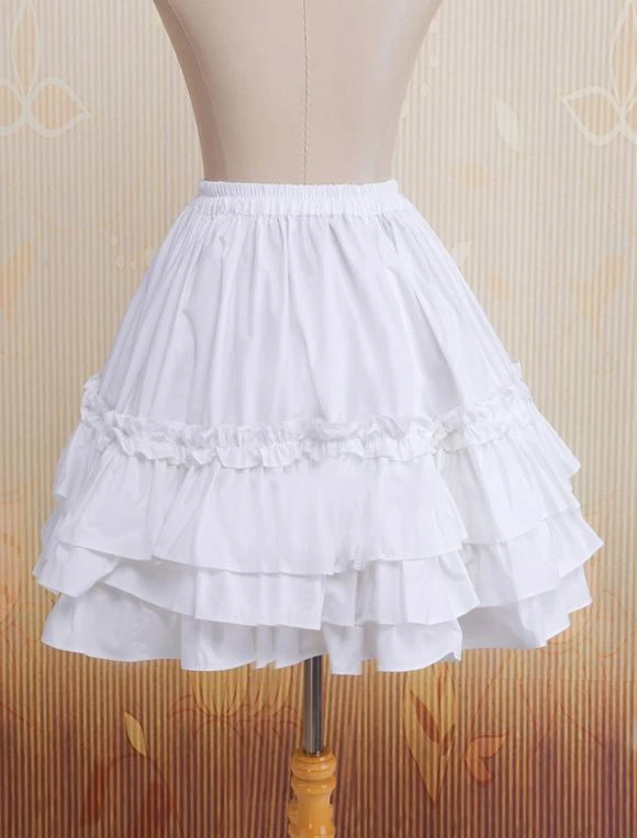 Lolitashow Cotton White Multi-layer Lace Lolita Skirt - Image 3